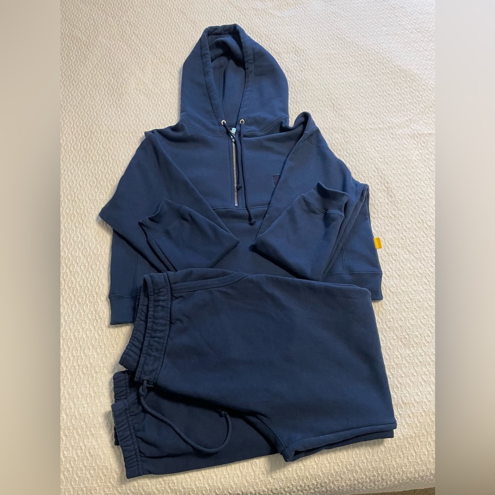 Yellow label co blue hoodie and sweatpants set